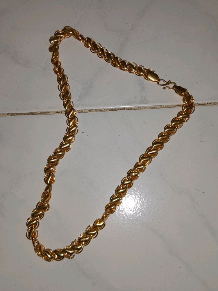 Combo Of Gold Plated Chain + Heart Earings