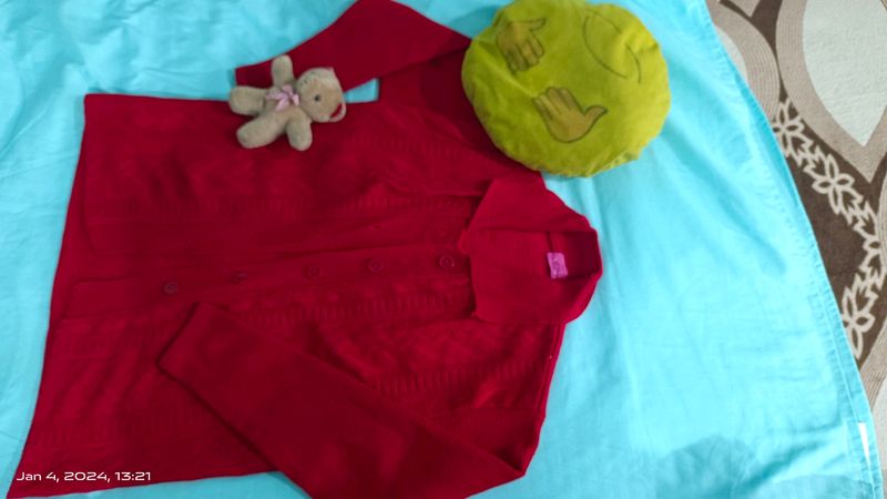 Red Colour Cardigan