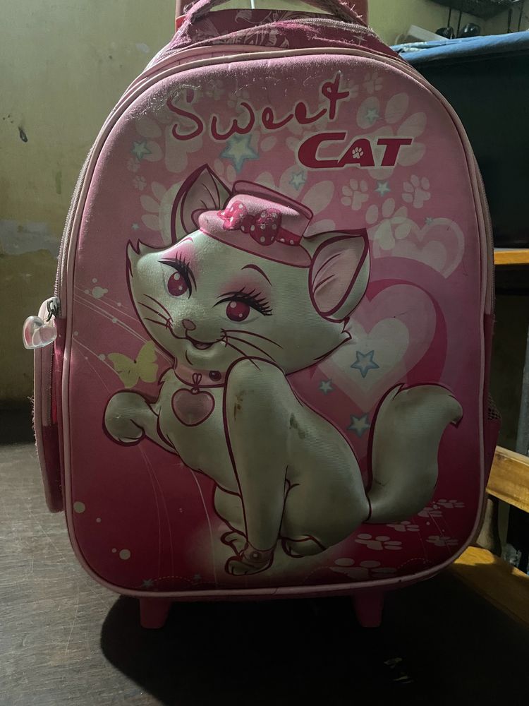 Sweet Kitty Pink Trolley School bag