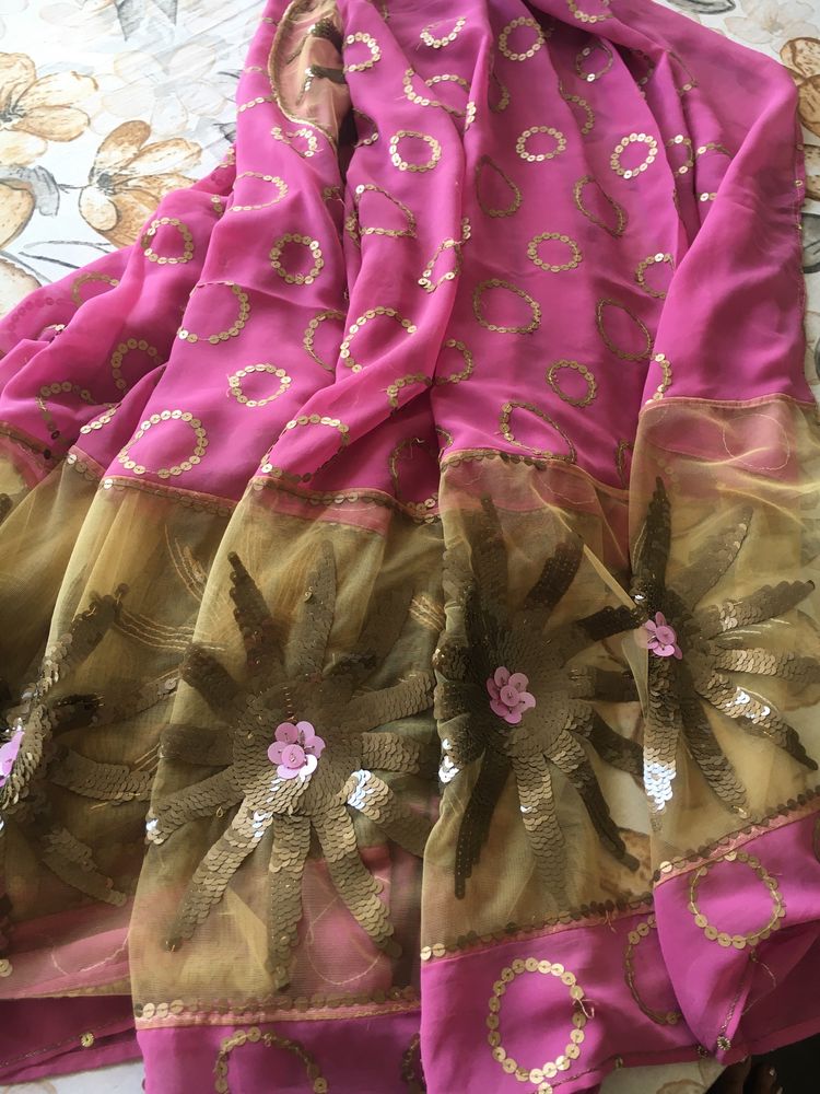 A Beautiful Saree With Net & Sequence Work