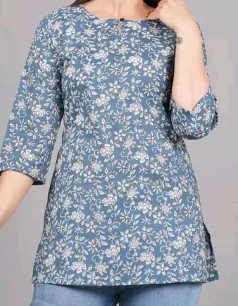 WOMEN'S JAIPURI FLORAL SHORT KURTA ,FLORAL