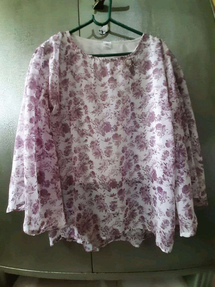 Purple Printed Flair Sleeves TunicTop XXL