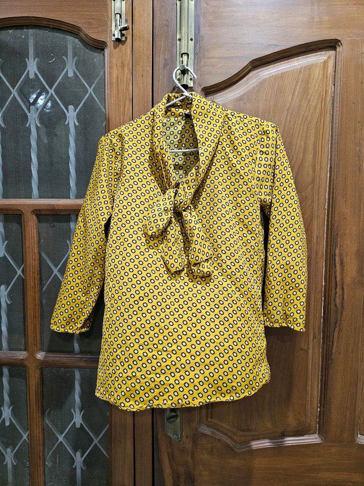 Mustard Yellow Formal Tie Up Top