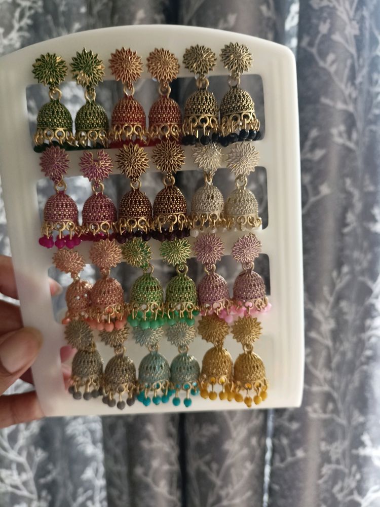 Multi Colour Earrings Pack Of 12