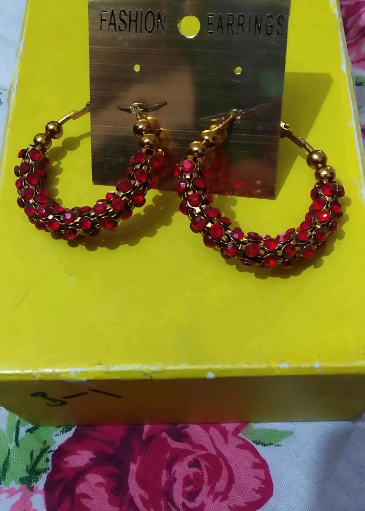 Red Stone Big Hoops