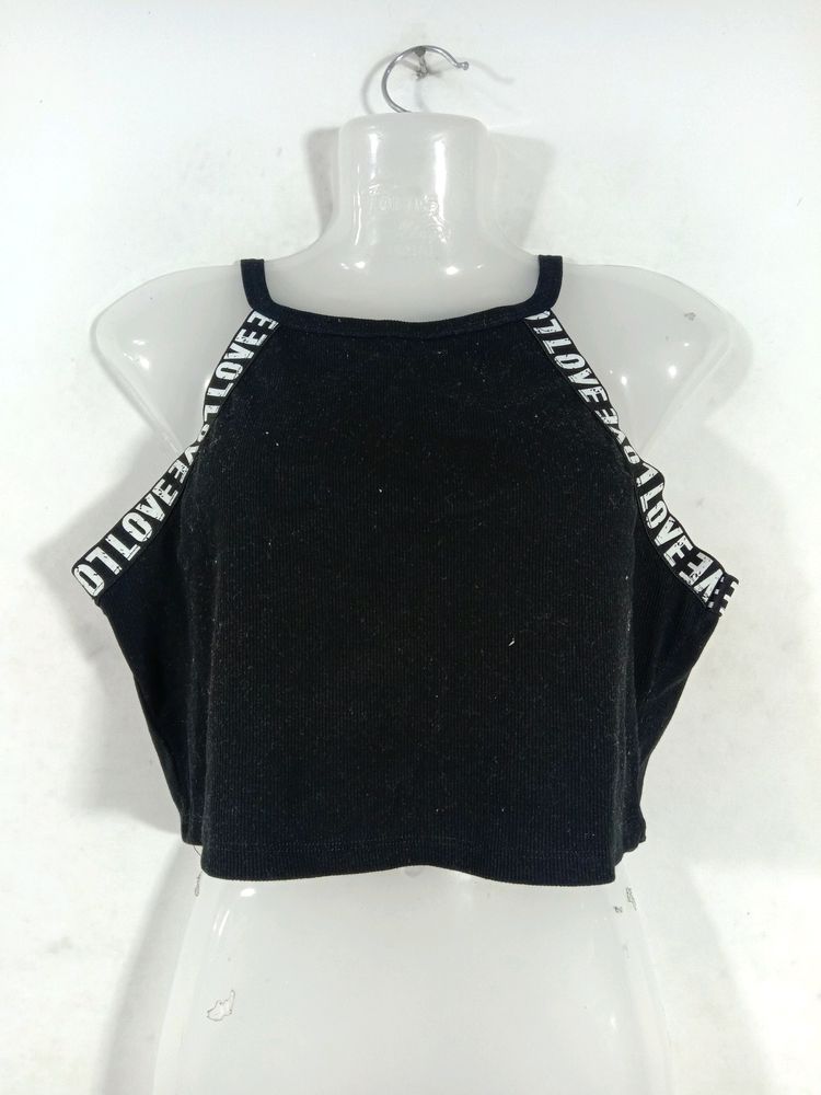 Black Casual Crop Top ( Women's)