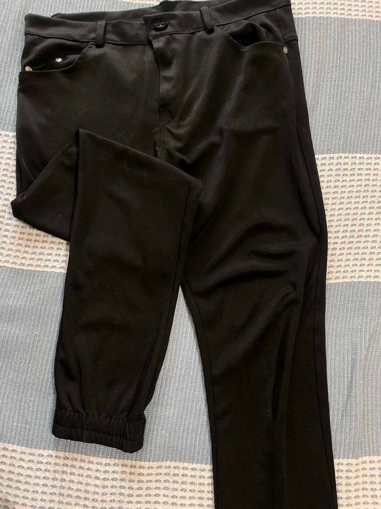 Black Pants Cuffed Bottoms