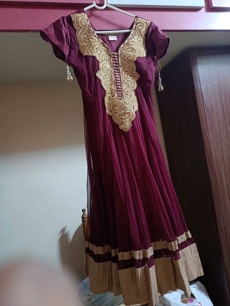 Women Traditional Brown Anarkali Festive Look