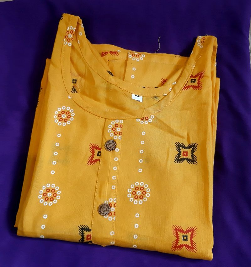 NEW💥Cotton Kurti Yellow