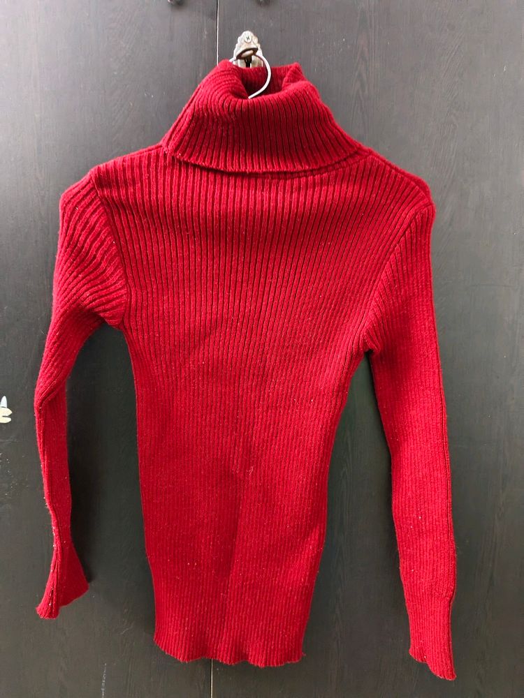 Maroon Knitted Sweater Top