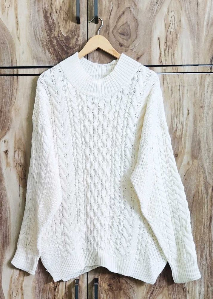 Cream Designer Baggi Sweater Size-46-48