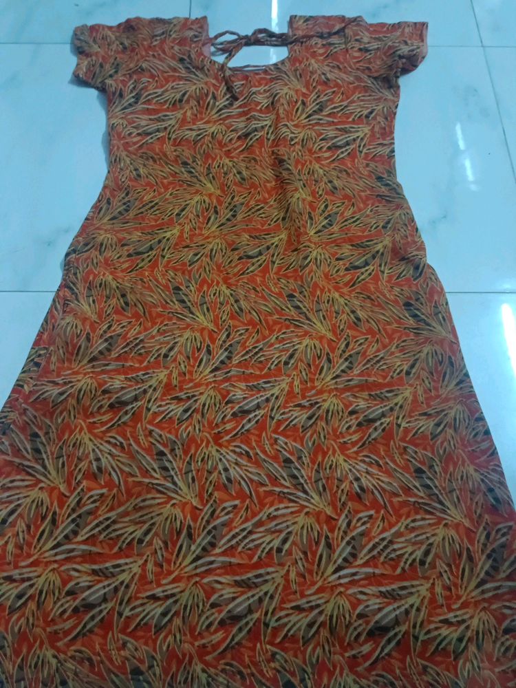 Catchy Orange Cotton Kurti