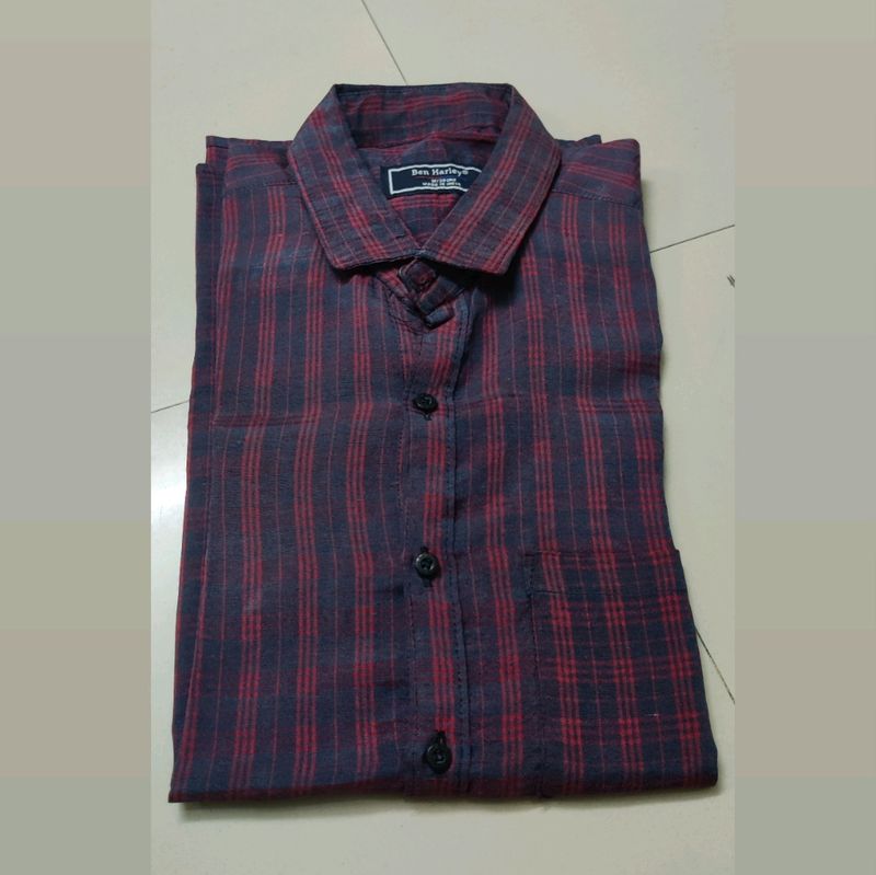 Men Checked Blue And Red Full Sleeve Shirts