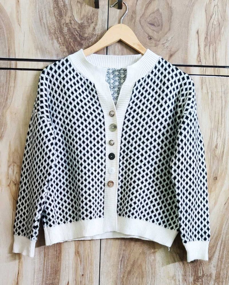 Black & White Cardigan Size-38