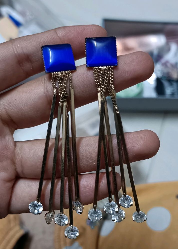 Blue & Golden Earrings