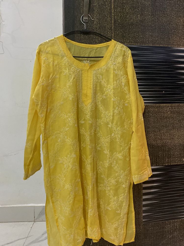 Embroidery Yellow Kurti