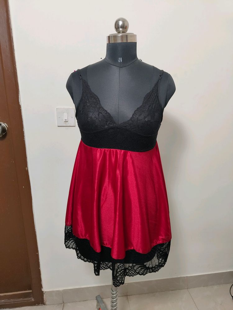 Red And Black Lace Sexy Babydoll