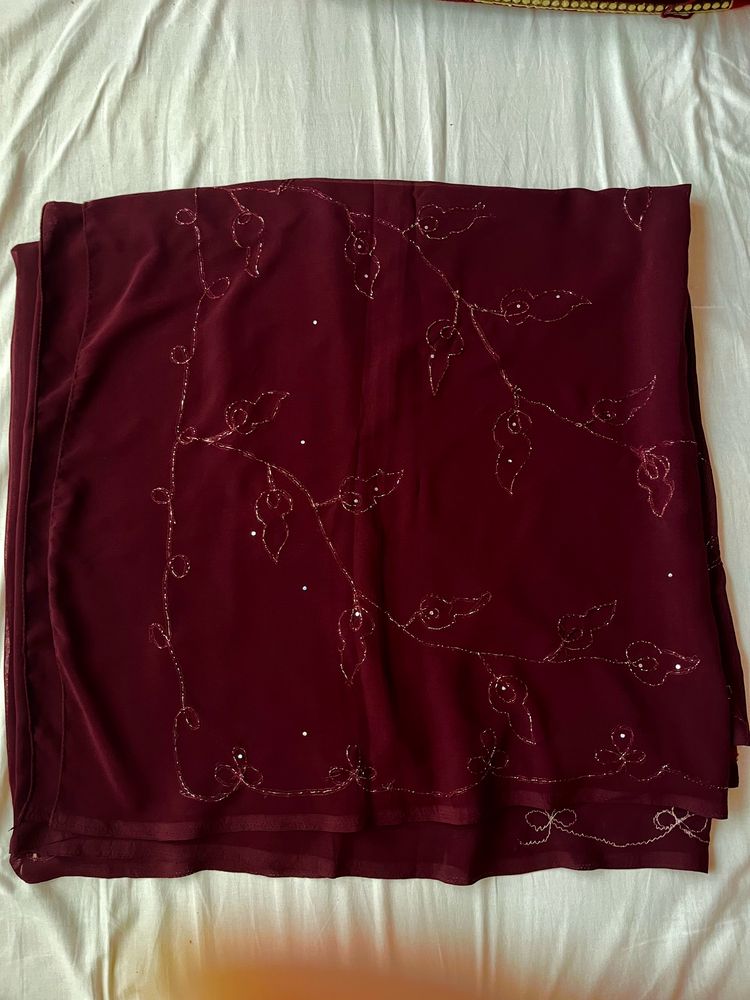 Burgandy Georgette Saree