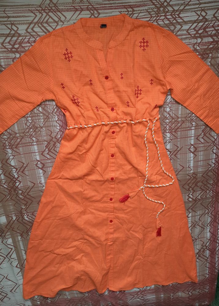 Orange A - Line Dress