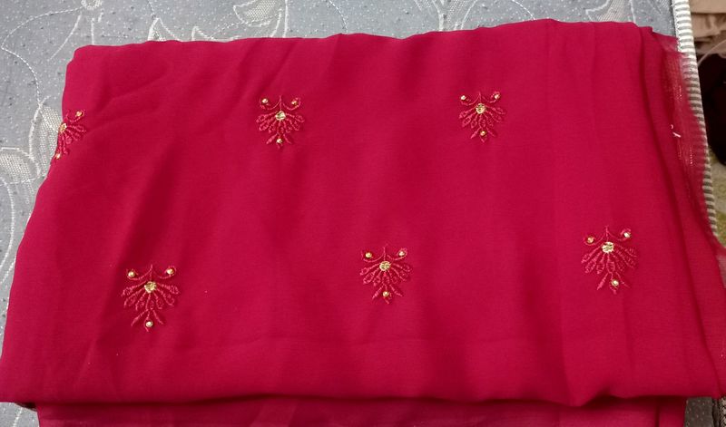 Saree With Beautiful Red Colour