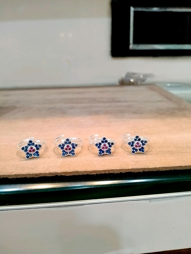 Blue Diamond Star Toerings Pure Silver