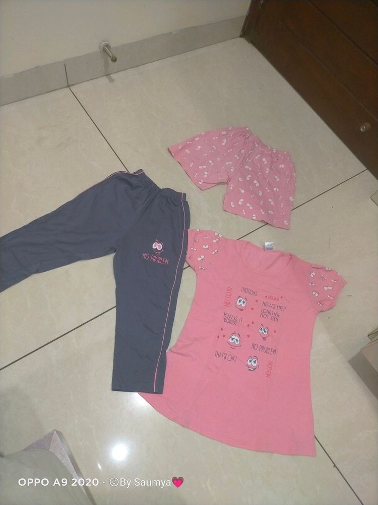 Pink Night Suit For Girls