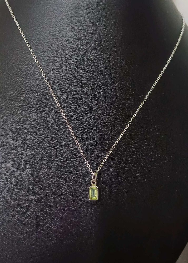 Pure Sterling Silver With Peridot Dainty Necklace