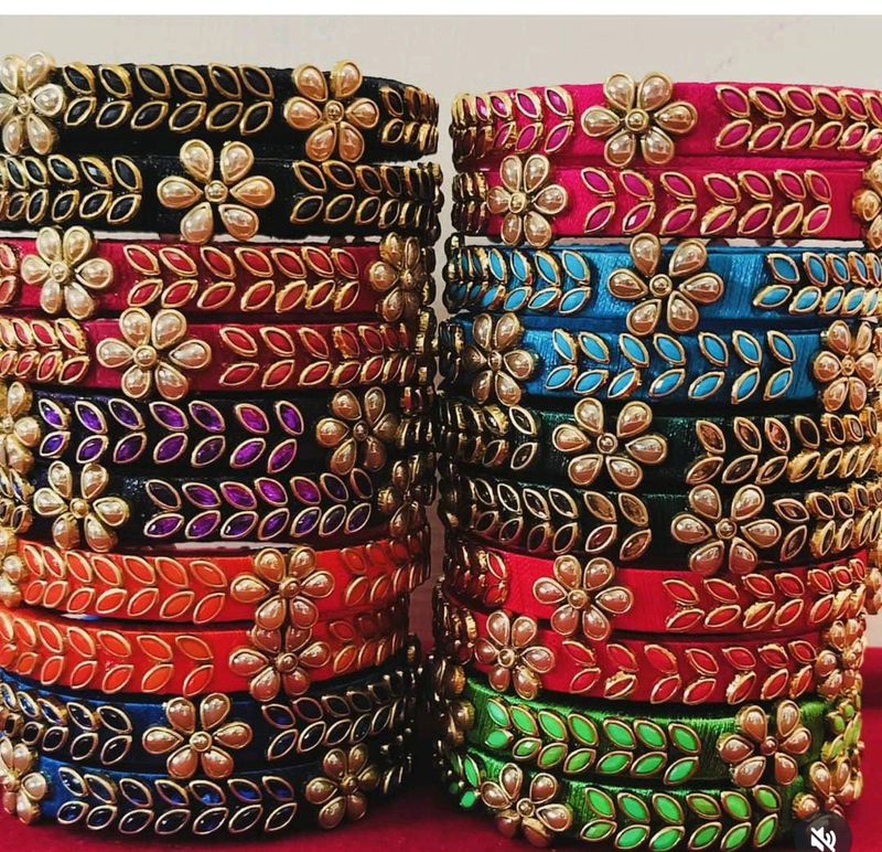 Combo Of 10 Handmade Silk Thread Bangles