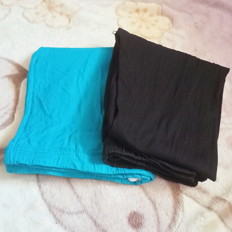 Black & Sky Blue Colour Leggings Set Of 2