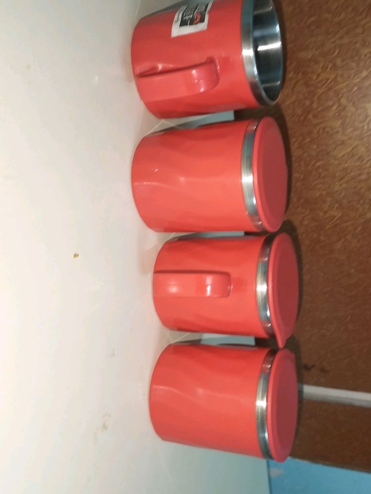 Steal Tea Mug Red Colour 4 Set