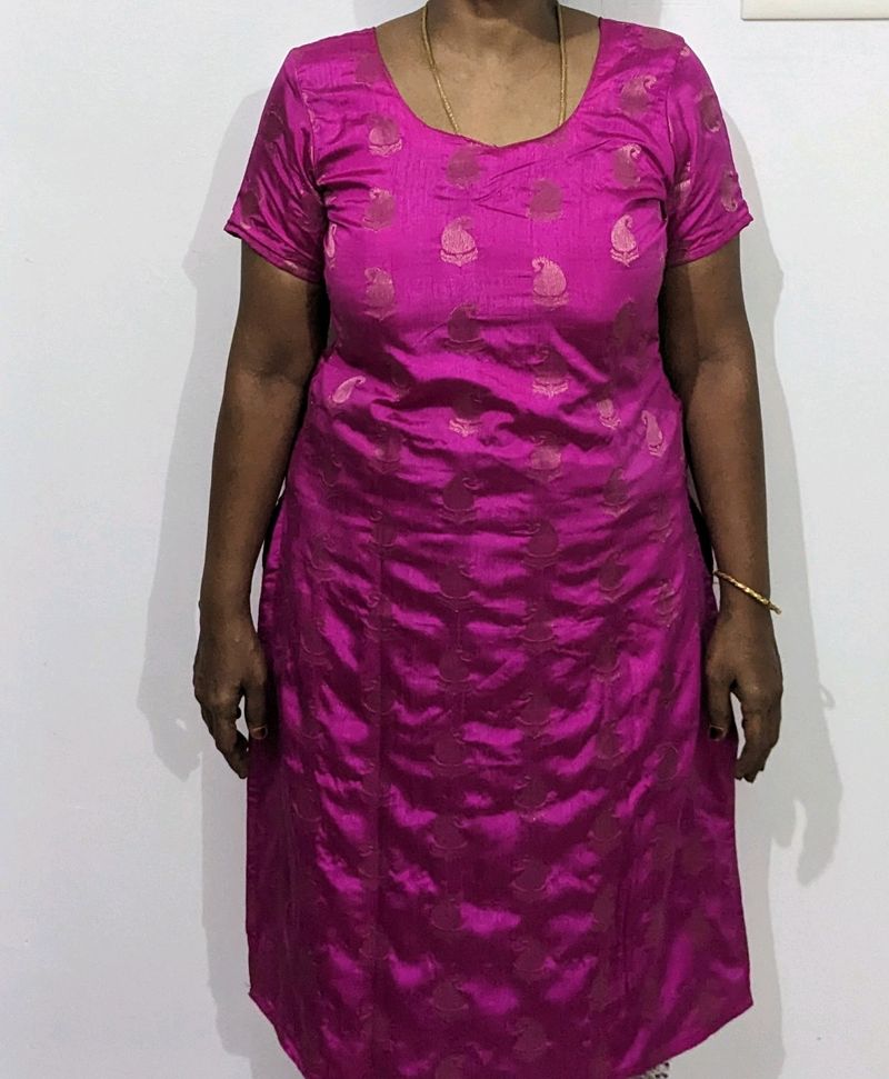 Hot Pink Colour Festive Kurtha