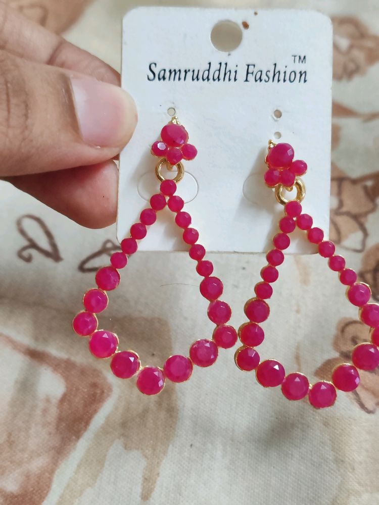 Magenta Hanging Earrings