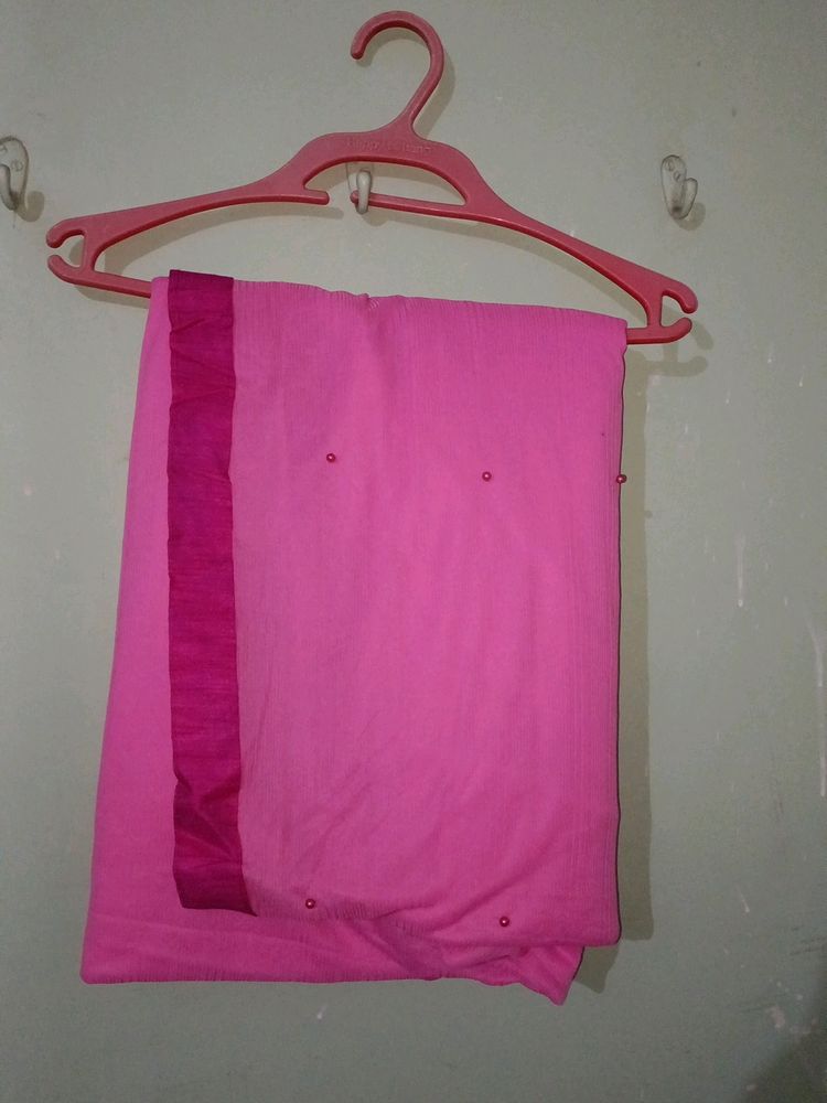 Amazing Baby Pink Saree With Beads