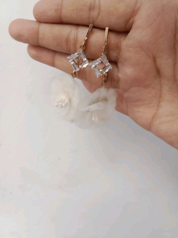 White Flower Earrings