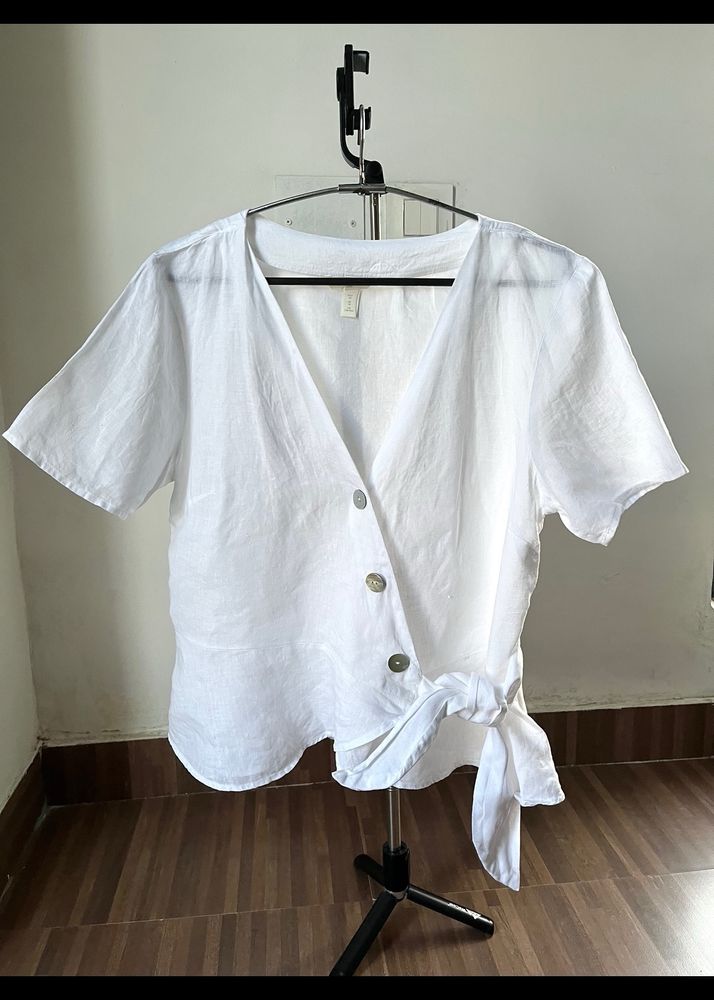 H&M Wrap Up Linen Top