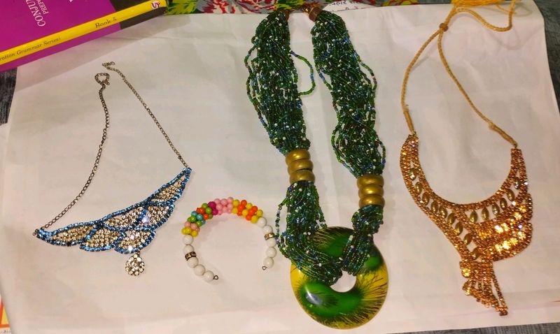 Four Necklace Combo With Braclet