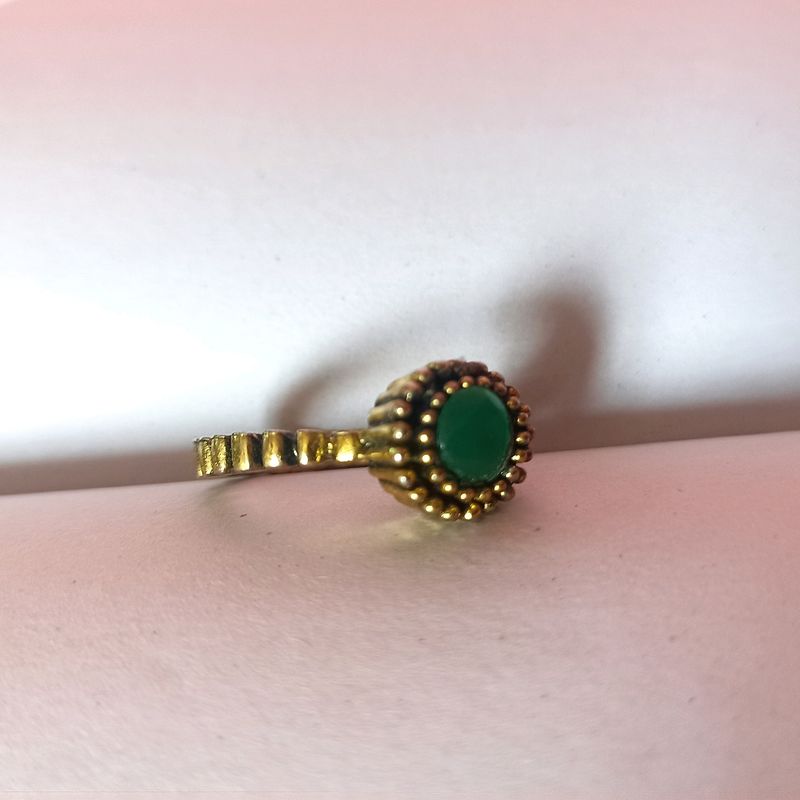 Green Kundan Ring