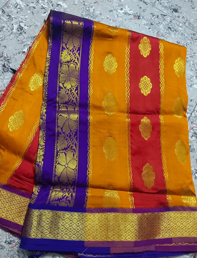 Yellow Nd Red Halfpattu Saree