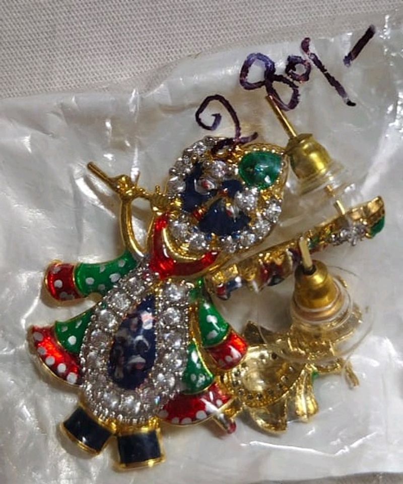 Lord Krishna Pandent With Earings