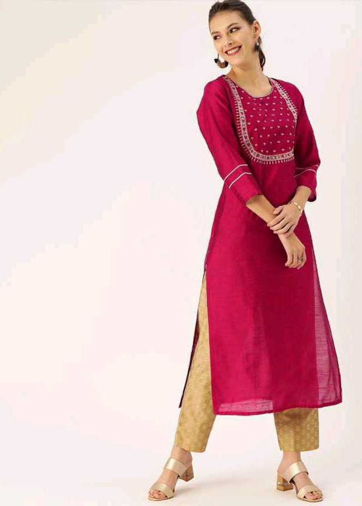 Varanga Embellished Art Silk Straight Kurta