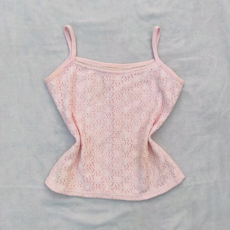 Cute Baby Pink Lacey Cami Top