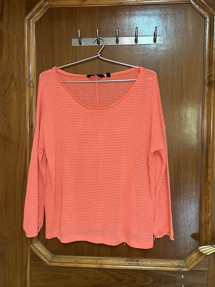 Neon Orange Top With Jeans