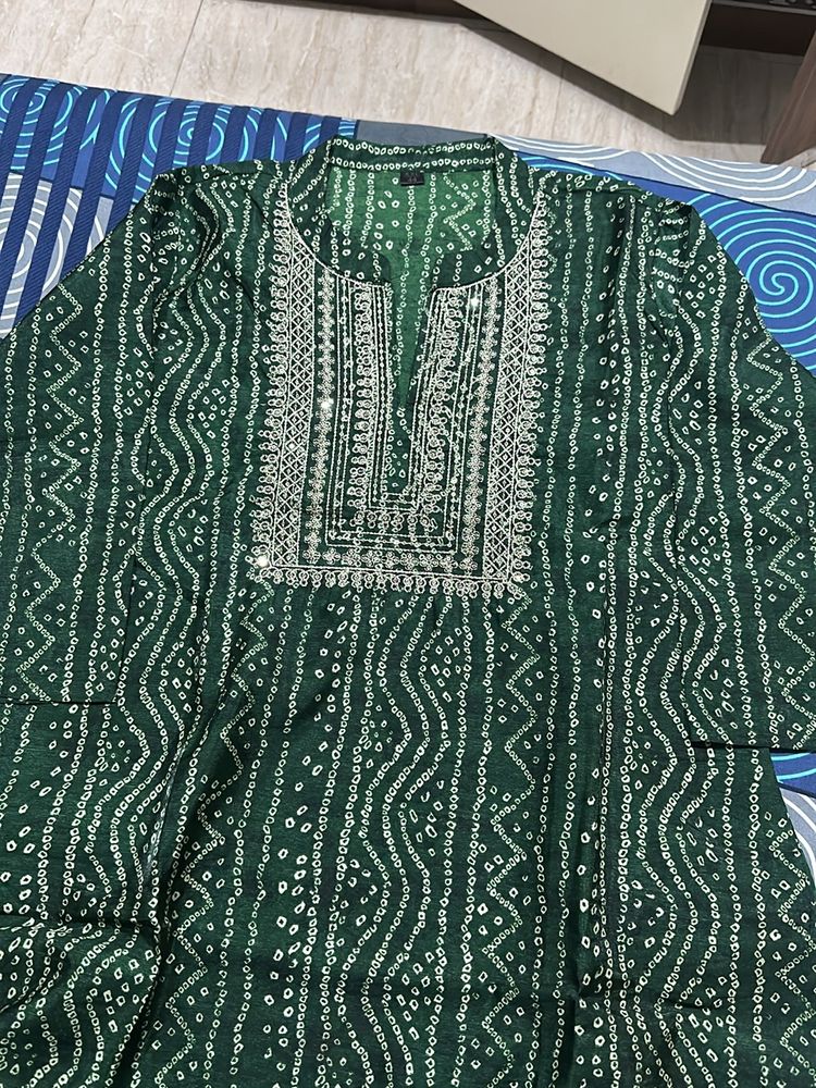 Green Party Wear Kurta