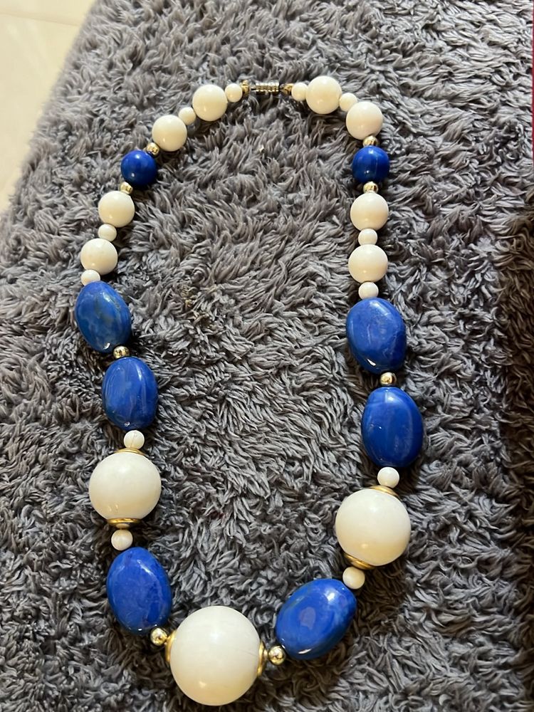 Blue And White Bead Necklace