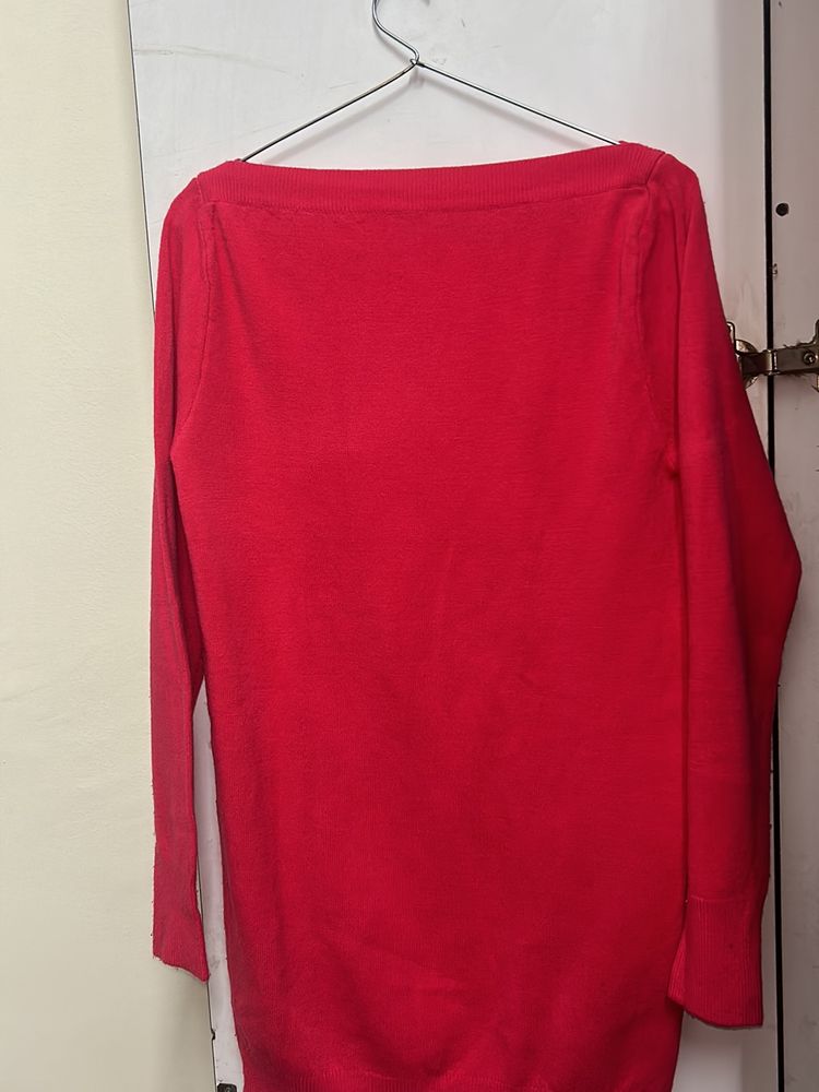 Hot Pink Boat Neck Sweater