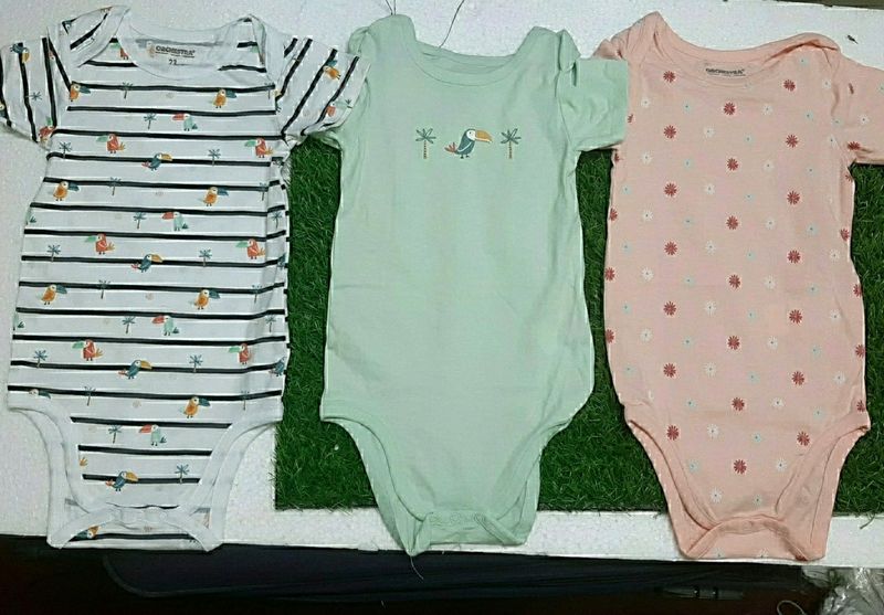 Pack Of 3 Cotton Rompers 18 To 24 M