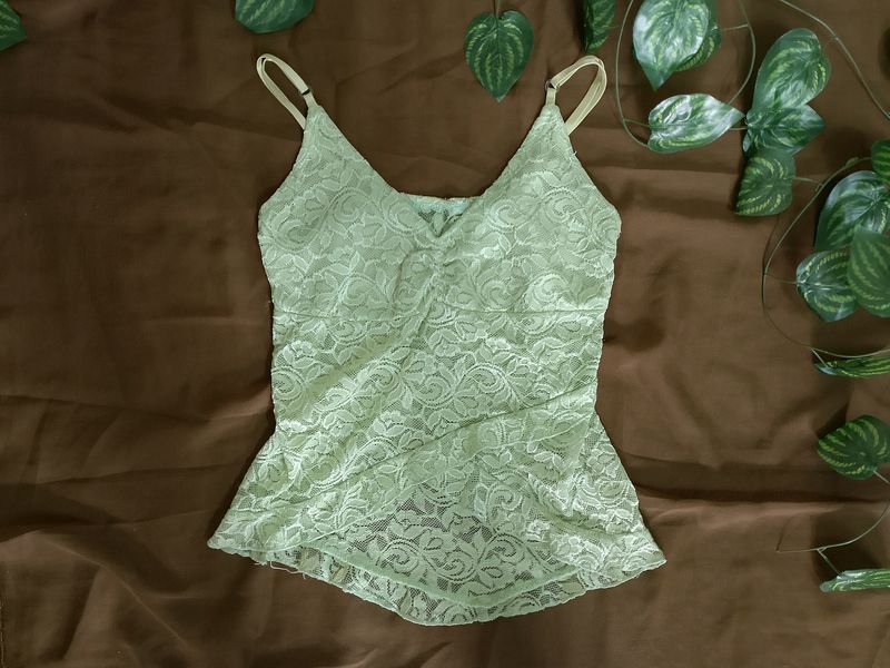 Green Net Aline Top.