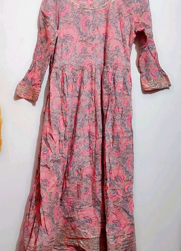 Pink Printed Anarkali Kurti For 32 Bust