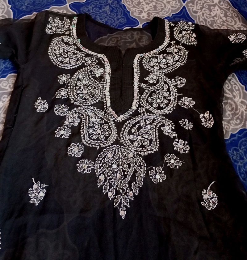 Black Chikankari Kurti