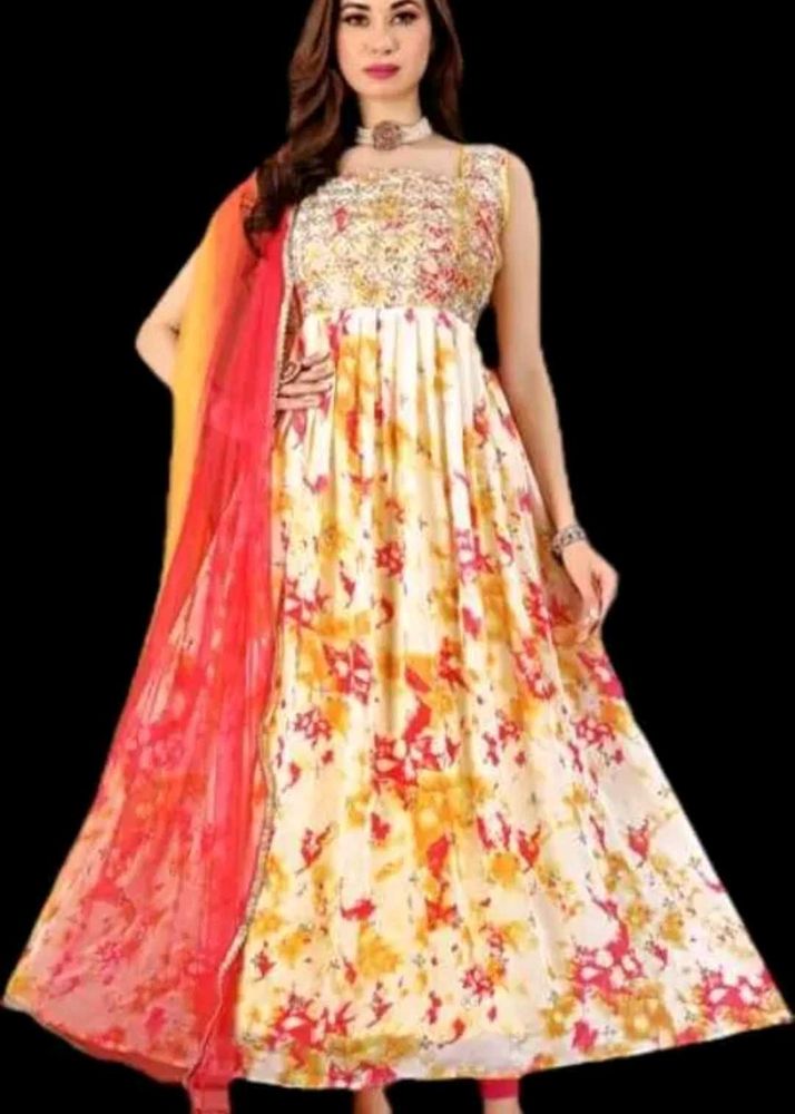 Designer Partywear Gown And Dupatta